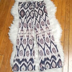 SW3 Bespoke Soft Ikat Print Wide Leg Drawstring Lounge Pants Size S